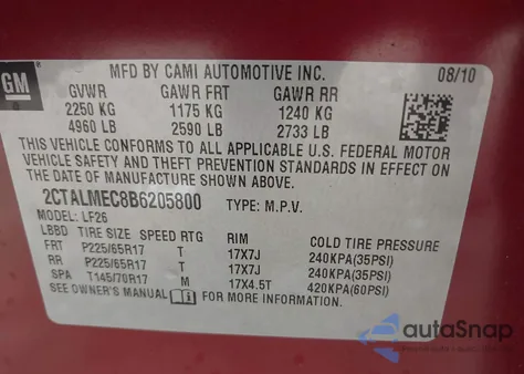 2011 GMC Terrain Sle-1 z USA, uszkodzony, nr VIN 2CTALMEC8B6205800